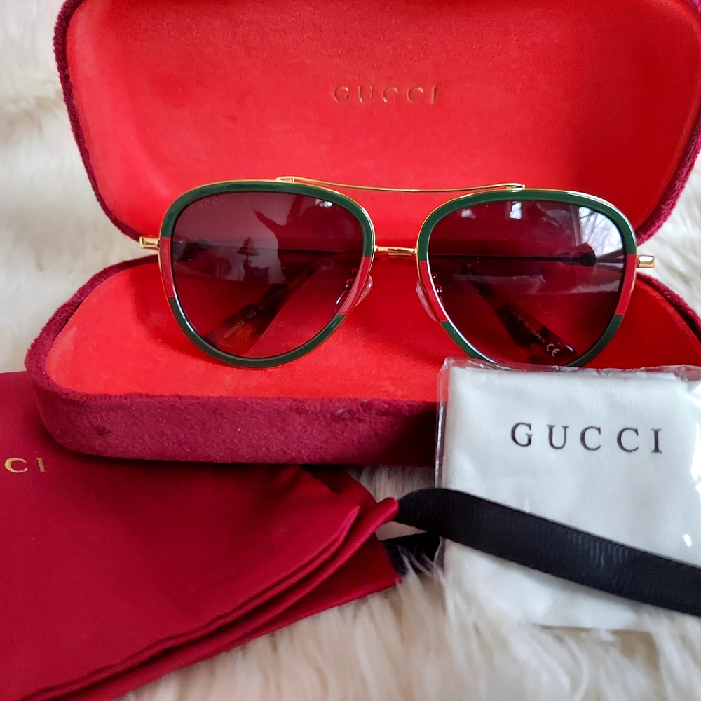 Gucci Red and Gold Sunglasses GG0062S